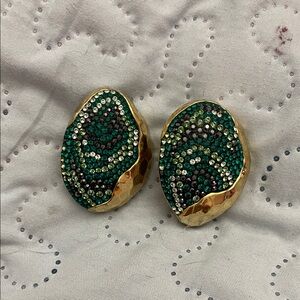 Swarovski Elegant Gold and Green Statement Earrings